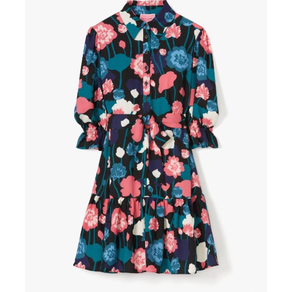 kate spade viney floral fluid shirtdress size small nwot - Picture 5 of 16
